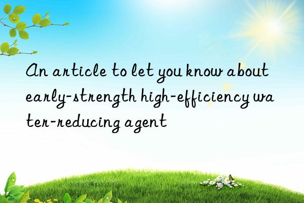 An article to let you know about early-strength high-efficiency water-reducing agent