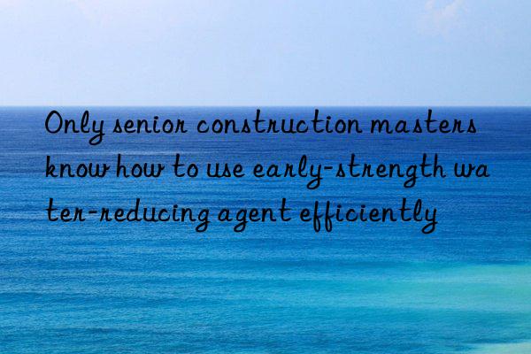 Only senior construction masters know how to use early-strength water-reducing agent efficiently