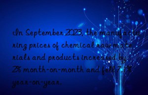 In September 2023, the manufacturing prices of chemical raw materials and products increased by 2% month-on-month and fell 7.1% year-on-year.