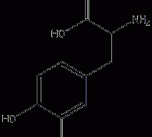 DL-β-(3,4-dihydroxyphenyl)alanine structural formula