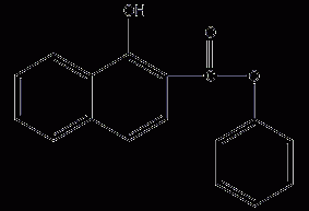 Hydroxy-2-phenyl naphthoate structural formula