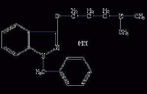 Structural formula of benzydamine hydrochloride