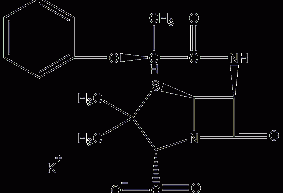 Structural formula of phenoxyethyl penicillin potassium