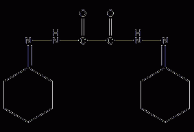 Dicyclohexanone oxalyl dihydrazone structural formula