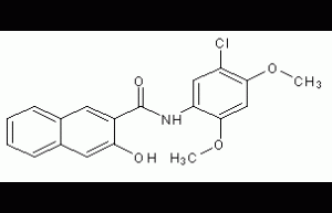 N-(5-chloro-2,4-dimethoxyphenyl)-3-hydroxy  -2-naphthylcarboxamide structural formula